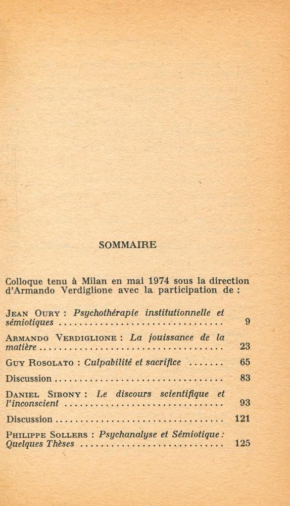 『PSYCHANALYSE ET SEMIOTIQUE : Colloque tenu à Milan en mai 1974』 2