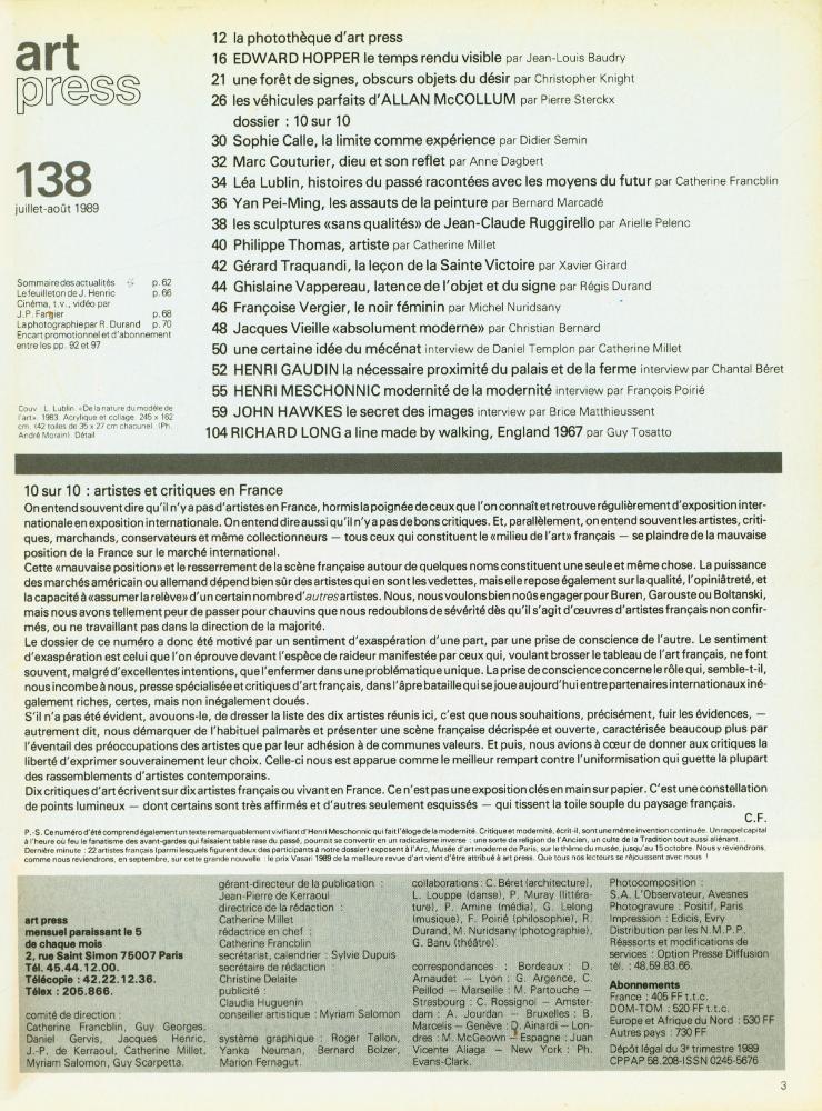 『art press』 n° 138, juillet - août 1989 2
