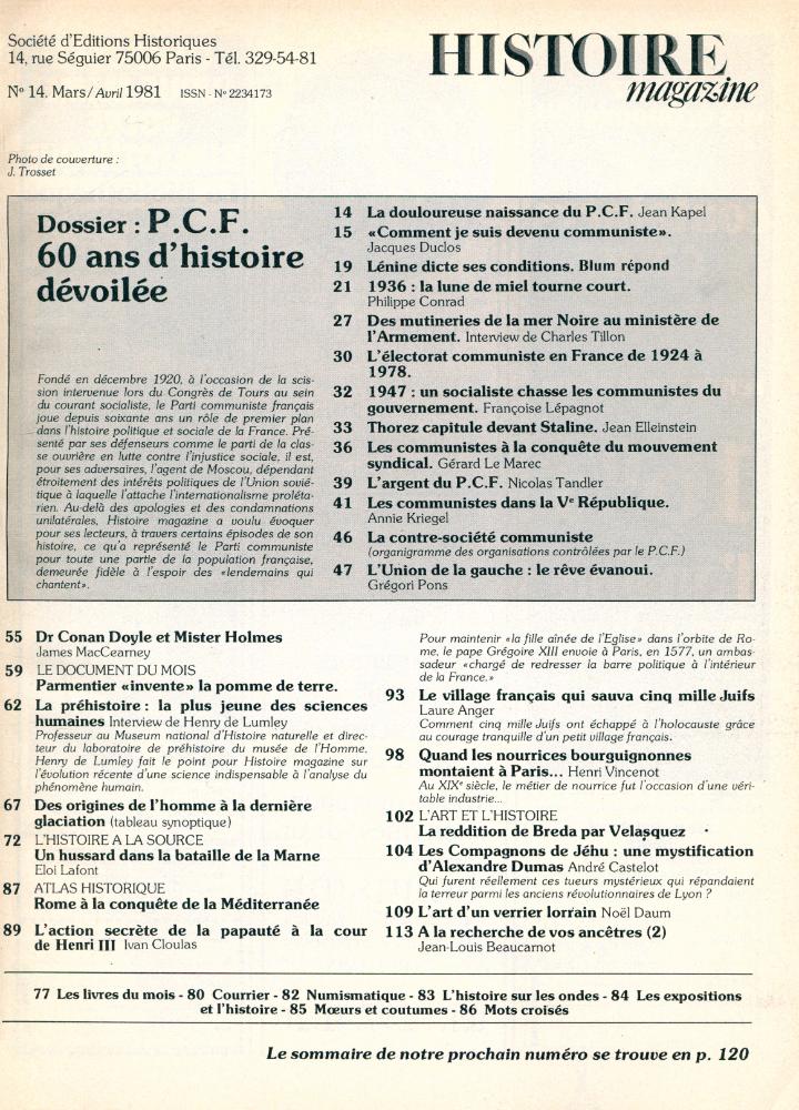 『HISTOIRE magazine』 N°14. Mars/Avril 1981 2
