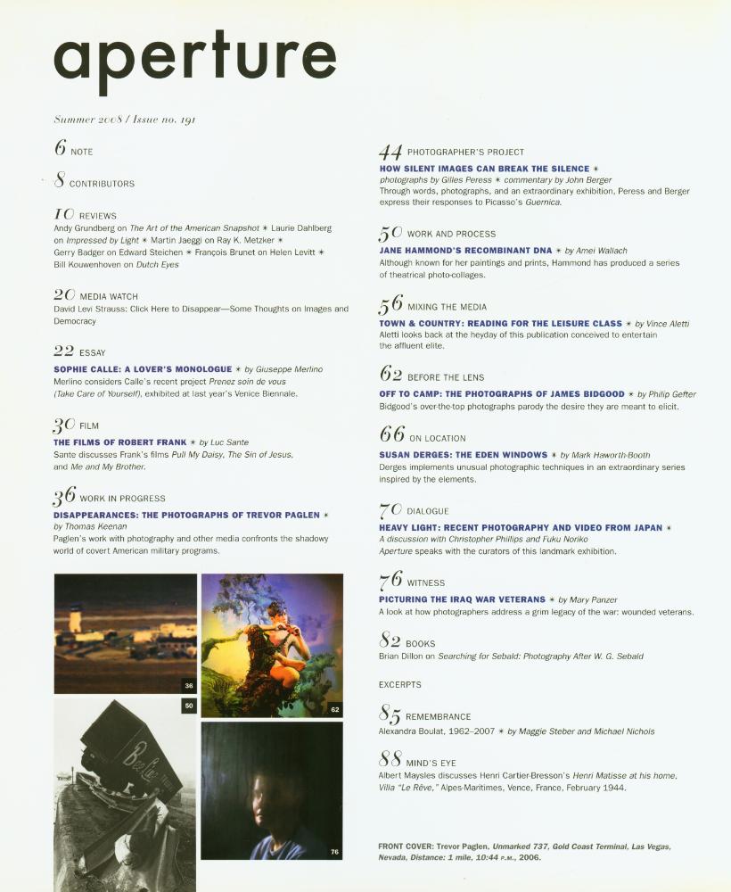 『aperture』 no.191  Summer 2008 2