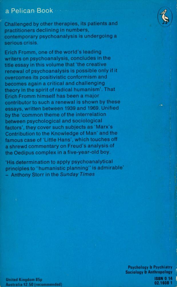 『The Crisis of Psychoanalysis : Essays on Freud, Marx and Social Psychology』 3