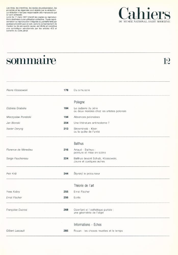 『Cahiers DU MUSEE NATIONAL D'ART MODERNE』 2