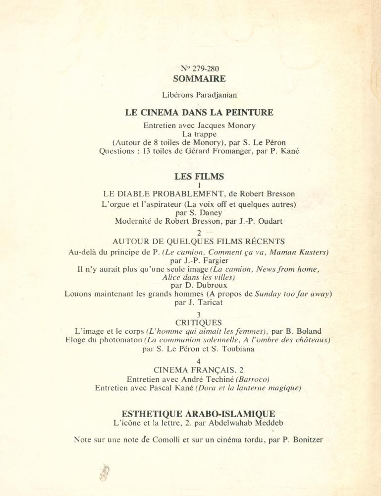 『Cahiers du cinema』  n° 279 - 280 3
