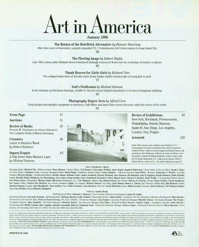 『Art in America』 Vol. 86 No. 1 January 1998 2