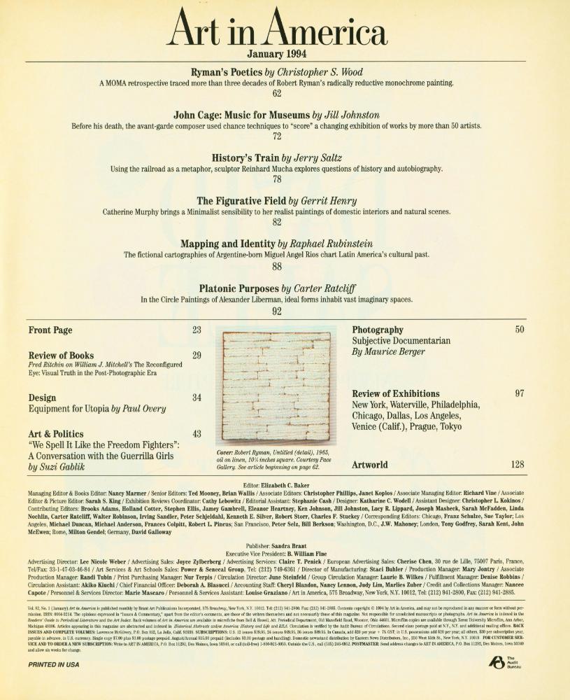 『Art in America』 Vol. 82 No. 1 January 1994 2