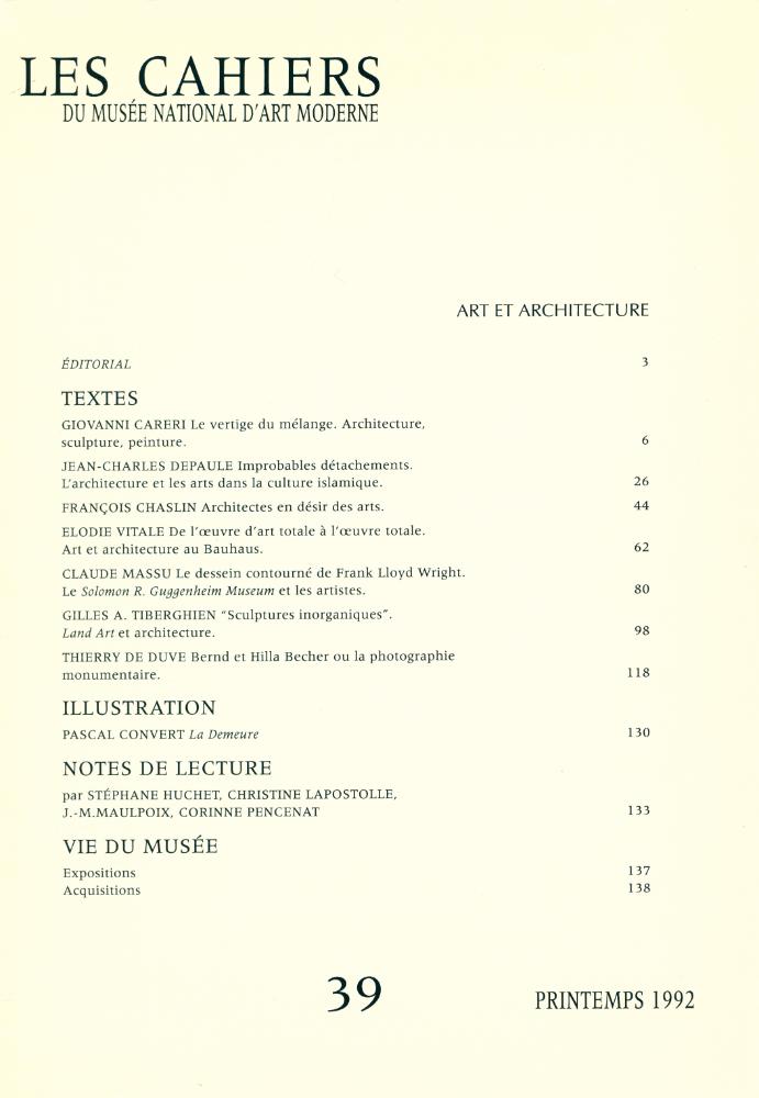『LES CAHIERS DU MUSÉE NATIONAL D'ART MODERNE』 39 PRINTEMPS 1992 2