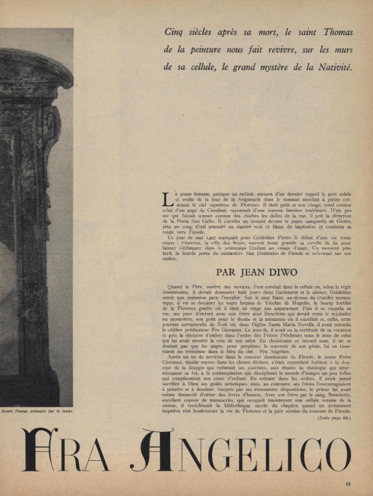 「FRA ANGELICO」, 『PARIS MATCH』 10 DECEMBRE 1955 3
